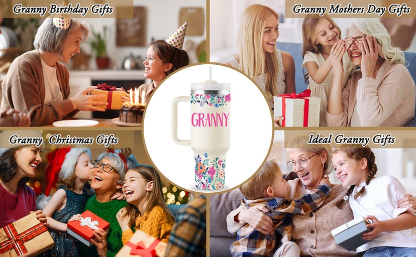 Granny Gifts from Grandkids for Mothers Day Christmas 40oz Travel Cup Insulated Tumbler with Lid & Straw ROSTANTEN Granny Gifts Birthday Gifts for Granny B0FS6SF32M
