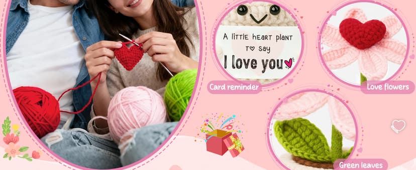 Gifts for Him Her Boyfriend Girlfriend - Crochet Flower with I Love You Message - Valentines , Engagement, Anniversary Wedding Birthday Gift for Wife, Husband, Couple, Fiancee-Father's Day Present