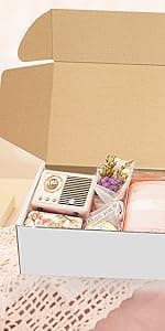 10 PCS Gift Boxes with Lids, 10.6x7.8x3.1 Inch Kraft Paper Gift Box, White with Ribbon, Bridesmaid Proposal Box for Wedding, Packaging, Present, Birthday, Cupcake