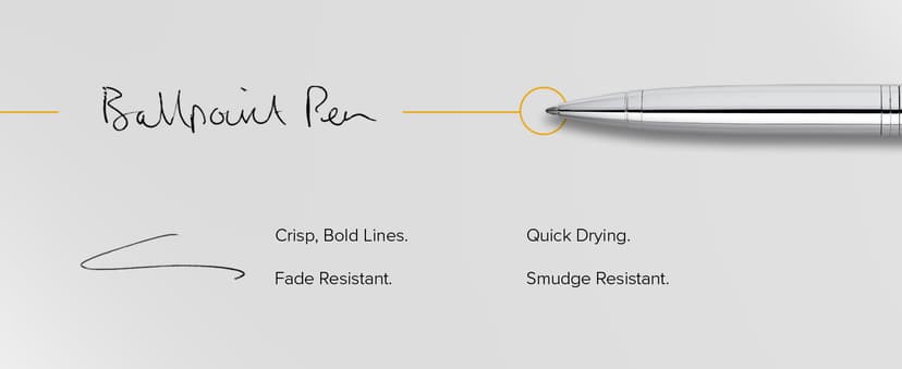 Cross Calais Refillable Ballpoint Pen Presented in a Luxury Gift Box - Medium Point, Black Ink, Polished Chrome