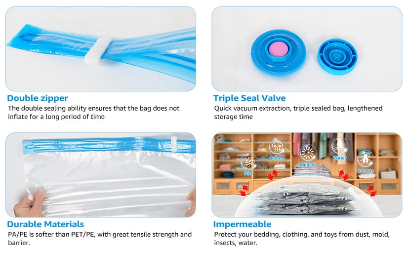 BoxLegend Vacuum Storage Bags with Large Size Hand Pump 8 Jumbo 31.5’’x39.37’' Thickened Vacuum Seal Bags for Clothing Space Saving Vacuum Pack Storage Bags for Pillow Comforters Bedding