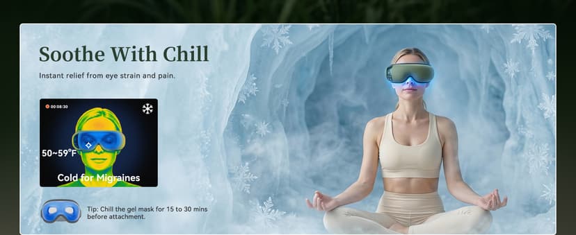 35dB, Lightweight Eye Massager, Gift for Women Husband, for Home, Office, and Travel ReliefRX Ultra-Quiet Eye Massager with Heat and Cooling, Sage Green B0GJ3CPT77