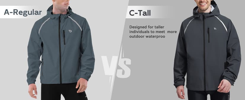 baleaf Men's Rain Jacket Waterproof Windbreaker Raincoat Running Cycling Hiking Gear Hood Lightweight Reflective Packable