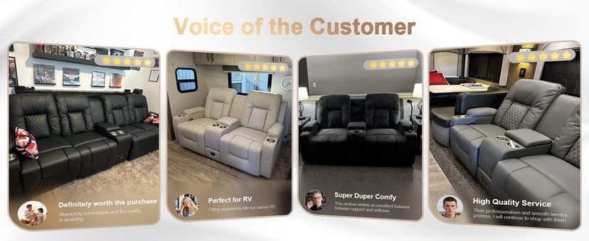 Loveseat Recliner Sofa, Home Theater Seating with Center Console, Reclining Loveseat RV Couch with USB Ports & Phone Holders, Wall Hugger RV Sofa Furniture with Storage & Pocket