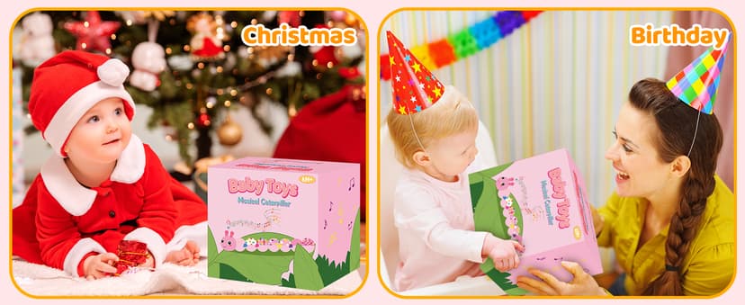 KMUYSL Baby Toys 0-6 6-12 Months, Sensory Music Animal Stuffed Toy for 0 1 2 3 4 5 6+ Months, Plush Toy with Crinkle and Rattles for Infant Newborn, Tummy Time Toys Gifts for 0-3-6-12 Month