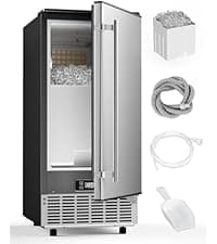 Feelfunn 15 Inch Undercounter Beverage Refrigerator - 126 Cans Beverage Fridge with Stainless Steel Door for Beer Wine Soda - Built-in or Freestanding Wine Cooler for Home Kitchen Bar