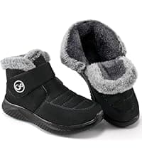 Larwen Womens Snow Boots for Winter: Comfortable Warm Fur Lined Anti Slip Mid-calf Booties for Walking