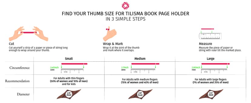 TILISMA Wooden Book Page Holder - Handmade Walnut Thumb Book Accessories - Reading Gadget to Read in Bed - Gifts for Book Lovers, Avid Readers, Bookworms, Librarians - Bookmark (Small)