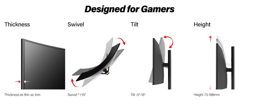 Gawfolk 34 Inch Ultrawide Curved Gaming Monitor, 1500R PC Screen UWQHD 3440x1440, 165hz Curved Computer Screen with FreeSync, Multi-Directional Adjustable Base