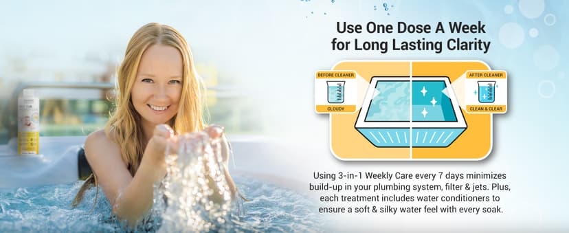 Bio Ouster 3in1 Weekly Hot Tub Cleaner, Conditioner, Clarifier - Hot Tub Chemicals for Standard & Inflatable Spas - Spa Chemicals for Crystal Clear & Sparkling Clean Water - Made in USA (4 Week Kit)