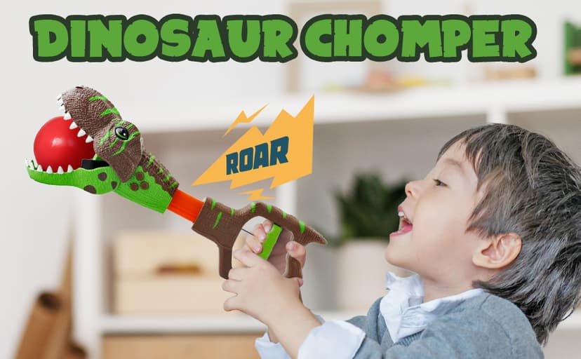 DINOBROS Dinosaur Chomper Toys for Kids with 3 Roar Sounds and Light Jurassic Dinosaurs Grabber Claw T-Rex Reacher Robot Hand Pincher Dino Snapper