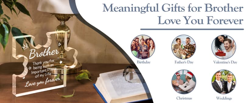 Funnli Gifts for Men Boys Acrylic Plaque - Fathers Day Christmas Birthday Gifts for Brother 3.35 x 2.76 Inch Desk Decorations - Brother Son Nephew Grandson Graduation Gifts from Sister