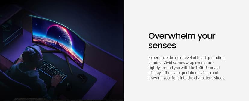 SAMSUNG 32" Odyssey G55C Series QHD 1000R Curved Gaming Monitor, 1ms(MPRT), HDR10, 165Hz, AMD Radeon FreeSync, Eye Care, Glare Free, Sharp Resolution LS32CG550ENXZA