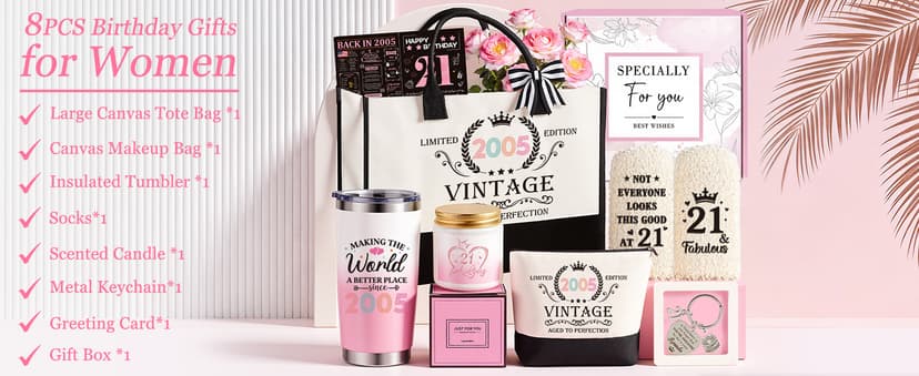 21st Birthday Gifts for Her, Vintage 2005 Happy 21st Birthday Gifts Basket for Women Unique Gift Ideas for 21 Year Old Girl, Daughter, Sister, Friend, Niece, Funny Bthday Gift Turning 21 Year Old B0FY6GSJGP