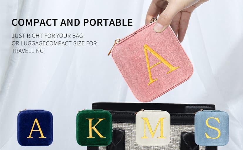 Parima Gifts for Girls - Gifts for Kids, Girl Gift Idea, 6 7 8 9 10 11 12 13 14 15 16 Year Old Girl Birthday Gifts, Teen Girl Gifts Trendy Stuff Travel Jewelry Case Box - Letter A, Pink