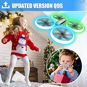 Q9s Drones for Kids,RC Drone with Altitude Hold and Headless Mode,Quadcopter with Blue&Green Light,Propeller Full Protect,2 Batteries and Remote Control,Easy to fly Kids Gifts Toys for Boys and Girls