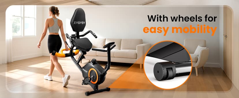 Recumbent Exercise Bike for Home Use, Quiet Recumbent Stationary Bikes for Adults & Seniors, 16-Level Resistance, Adjustable Seat, Supports 400LB, Pulse Sensors & LCD Display