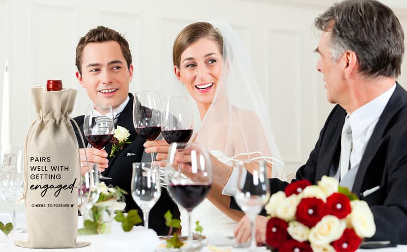 FBCCZEY Engaged Gifts, Engagement Gifts for Couples Her, Engagement Party Decorations Gifts for Engaged Couple Wine Bag, Pairs Well with Getting Engaged Wine Bottle Bag