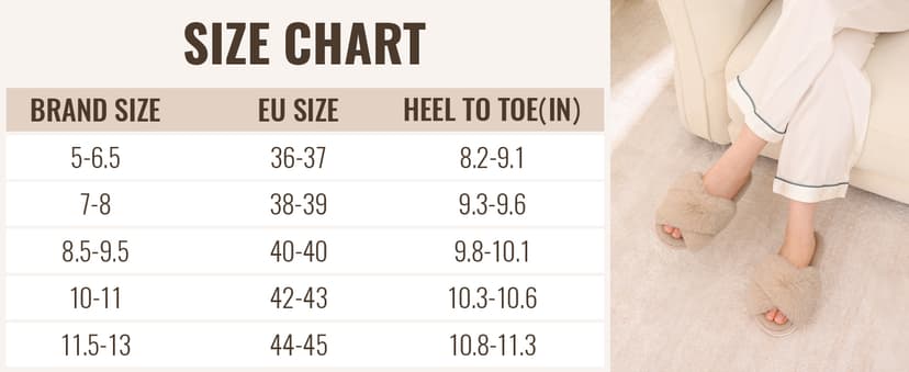 Evshine Women's Fuzzy Slippers Cross Band Memory Foam House Slippers Open Toe