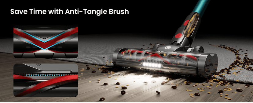 Cordless Vacuum Cleaner, Upgraded 580W 48KPA 65Mins Vacuum Cleaners for Home, Cordless Stick Vacuum Cleaner with Self-Standing and LED Screen, Anti-Tangle Wireless Vacuum for Pet Hair/Carpets/Floors