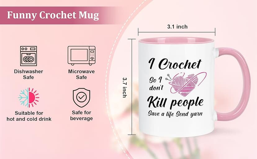 Cabtnca Crochet Gifts for Crocheters, I Crochet So I Don't Kill People Funny Mug - 11Oz, Christmas Birthday Knitting Gift for Knitters Crocheters Office & Home Use