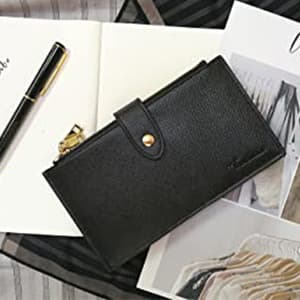 Travelambo RFID Wallet Women Large Size Bifold Multi Card Wallet Case with Zipper Pocke Credit Card Holder for Women