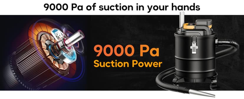 DeForce Cordless Ash Vacuum, for DeWalt 20V Max Battery, 4-Gallon Portable Vacuum Cleaner, Black, with Hose Nozzles HEPA Filters Wheels, for Pellet Wood Stove BBQ Grill (Bare Tool ONLY)