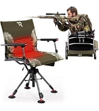 TR 360 Degree Swivel Hunting Blind Chair,400 lbs Capacity Silent,Height Adjustable Hunting Chair with Armrests,Portable Ground Hunting Seat for Deer Turkey