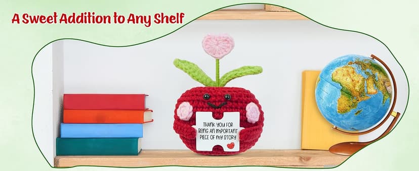 OASSIE Teacher Gifts for Women - Mini Handmade Positive Apple Crochet with Message Card - Teachers Day Christmas Birthday Graduation Appreciation Thank You School Gifts for Students Teachers Women