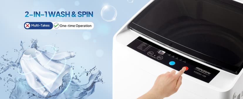 ROVSUN 17.8LBS Full Automatic Washing Machine and 1.5CuFt Portable Clothes Dryer Set, Compact Laundry Washer and Dryer Combo Set with Stainless Steel Inner Tub, for Apartment, Dorms, Home