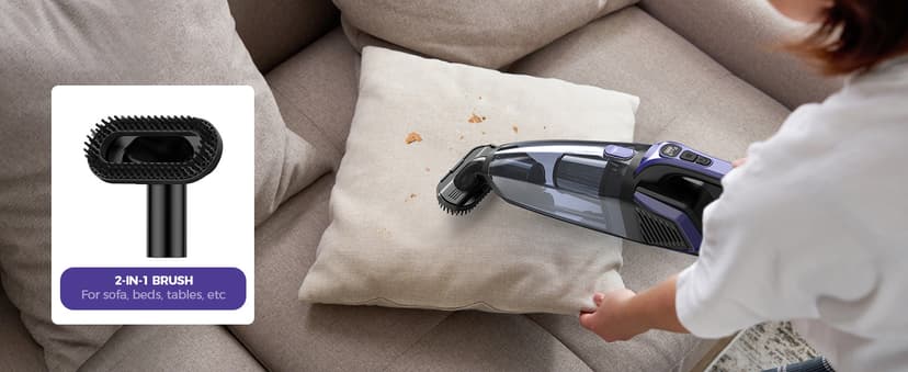 Pet Hair Handheld Vacuum Cordless: 20000PA High Power Car Vacuum with Motorized Brush and LED Light, Rechargeable Hand Held Vacuum Cleaner with Reusable Filter for Car, Home, Office & Pet, Purple