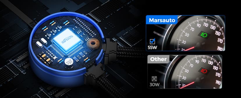 Marsauto H13/9008 Bulbs, 60,000LM 1200% Ultra Bright, Plug and Play IP68 Waterproof Off-Road Lights, IP68 Waterproof, Pack of 2