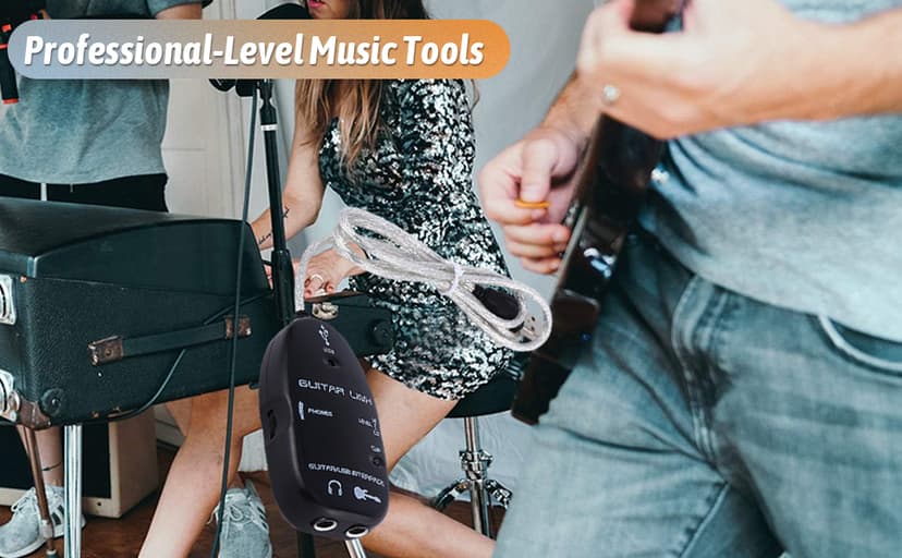 Sunicon Professional USB Guitar Cable, Guitar to USB Interface Cable Link Audio with Software CD Driver for PC Recording Adapter