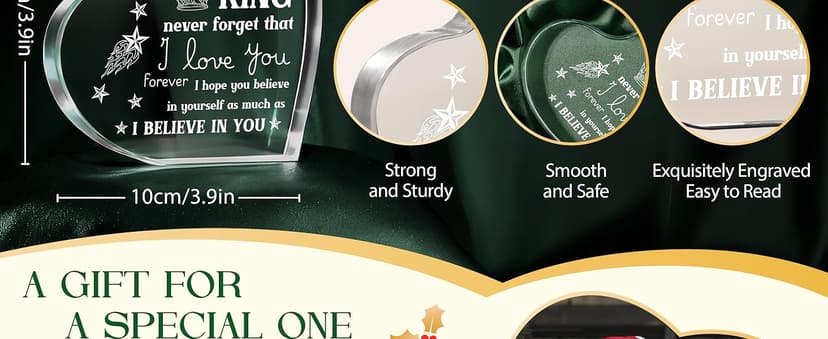 Gifts for Boyfriend, I Love You Gifts for Him, Men's Anniversary Heart Shaped Acrylic Block - Christmas Birthday Gifts for Him Boyfriend Husband, Valentines Day Gifts