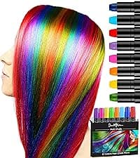 Jim&Gloria Dustless Hair Chalk Gifts for Girls Makeup Kit, Gift for Teen Girl Trendy Stuff, Kids, Teenage Tweens Teenager Temporary and Washable Color Dye Markers Age 7 8 9 10 11 12 13 14 Year Old Toy