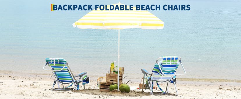 GarveeLife Backpack Beach Chair for Adults 2 Pack, Lightweight Portable Lay Flat Folding Beach Chair with 5 Positions, Backpack Straps, Phone Pocket, Cup Holder & Towel Bar, Support to 350LBS