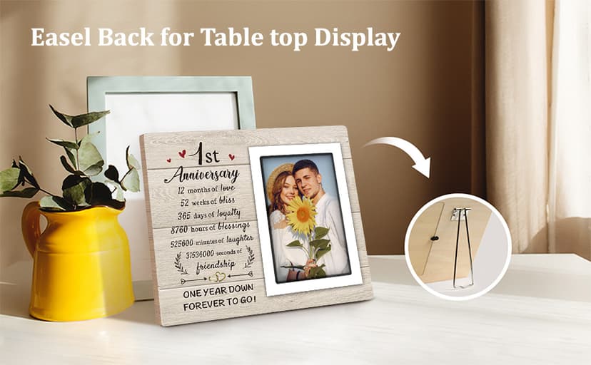 1st Anniversary Paper Gifts for Him Her - One Year Romantic Wedding Picture Frame Fit 4x6 Photos for Boyfriend Girlfriend, 1 Year Anniversary Valentines Gifts for Husband Wife Couple