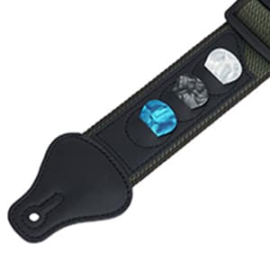 ROTOPATA Acoustic Guitar Strap with Pick Holders, Adjustable Leather Straps with 2 Buttons 2 Locks 3 Guitar Picks, Guitar Accessories for Electric Bass Ukulele, Black