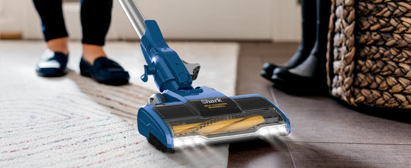 Shark HV343AMZ Rocket Corded Stick Vacuum with Self-Cleaning Brushroll, Lightweight & Maneuverable, Perfect for Pet Hair Pickup, Converts to a Hand Vacuum, Crevice Upholstery Tools, Blue/Silver