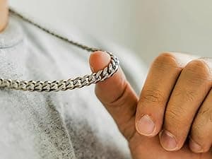 Love You This Much Promise Cuban Chain Necklace for Him, 7mm Thick, Sentimental Gift for Him, BF Gift for Birthday, Gift Ideas for Boyfriend