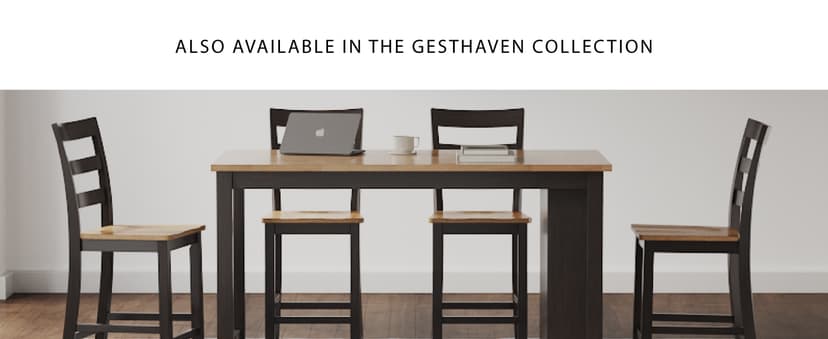 Signature Design by Ashley Gesthaven Counter Height Barstool, Set of 2, Adjustable Levelers, Solid Wood Frame, Natural/Brown