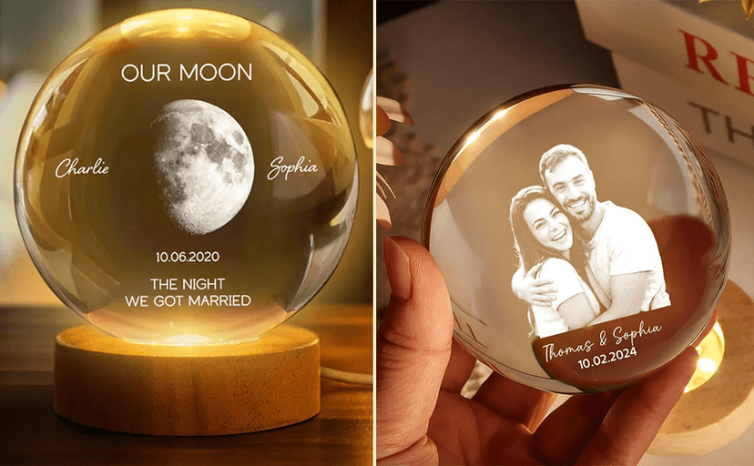 Evamall Personalized Our Moon Crystal Wedding Gift for Couples, Custom Memory Keepsake, Romantic Wedding Valentine’s Day Gift Anniversary for Boyfriend Girlfriend Wife Husband B0GQG78RNW