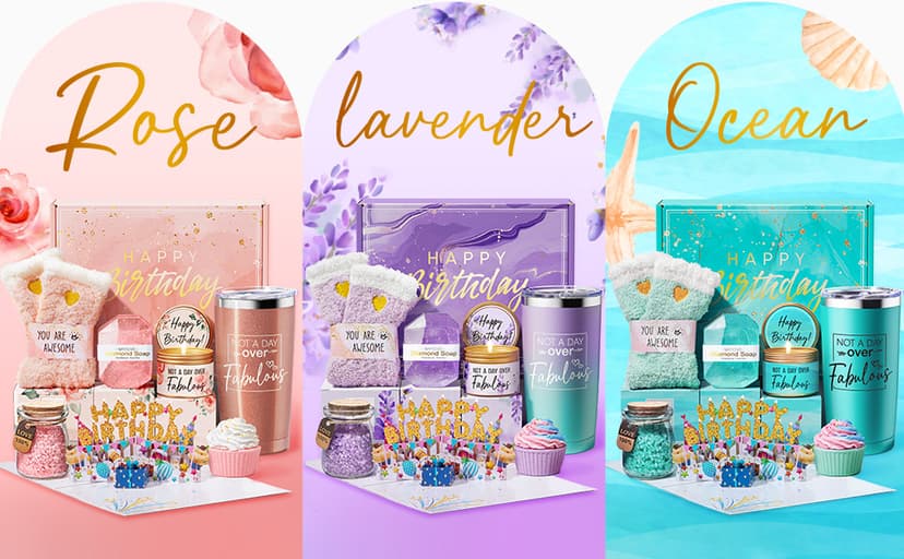 Birthday Gifts for Women Friendship, Ocean Relaxing Spa Gifts Basket Set for Women, Self Care Gifts Unique Happy Birthday Gift Idea for Mom Her Best Friends Sister Wife Girlfriend Coworker Teacher