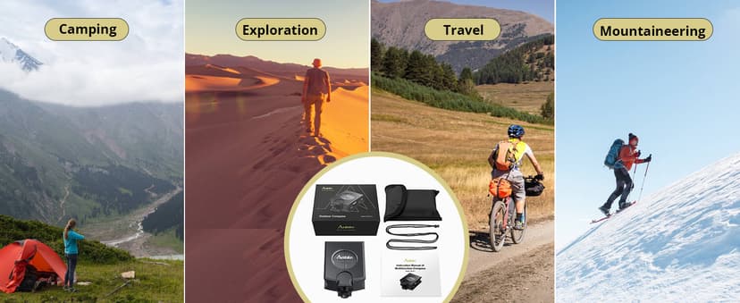 Anbte Compass Hiking Survival, IP65 Waterproof Metal Compass with Sighting Clinometer and Carry Bag, Multifunctional, Professional, for Camping Hunting Hiking Navigation