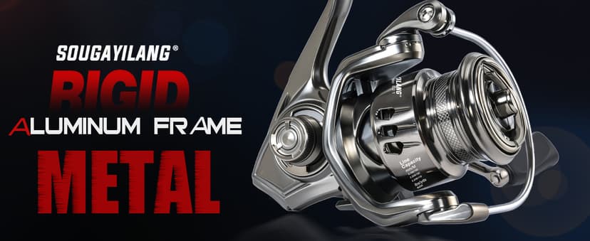 Sougayilang Spinning Reel - 5.2:1 Gear Ratio, 12+1 Bearings Freshwater Saltwater Fishing Reel, Ultra-Smooth CNC Aluminum Spool, Lightweight & Powerful for Bass Trout Salmon