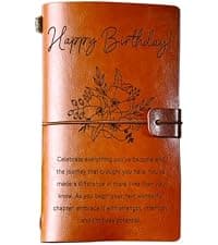 Happy Birthday Decorations Refillable Notebook, Birthday Gifts for Mom Sister Friends Female 30 40 50 60 70 80 90 Year Old PRSTENLY Birthday Gifts for Women Her Leather Journal B0GRYZVHSP