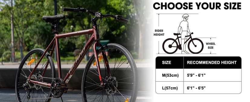 HILAND 700C Road Hybrid Bike, 7 speeds Bikes Urban City Commuter Bicycle with Disc Brake for Men Women Adult Comfortable Bicycle