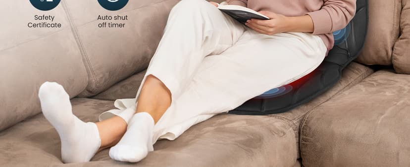 COMFIER Back Massager with Heat, Vibration Massage Seat Cushion with 8 Massage Nodes & 5 Modes, Adjustable Chair Massager Pad for Home Office, Heated Chair Pad, Father‘s Day Gift for Dad