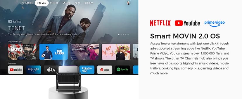 Goodee Viedo Projector With Wifi And Bluetooth, Smart Movie System/ Dolby Audio/ Auto Focus & Keystone Portable Projector, 4k Video Decode & 1080p Native For Home Theater / Outdoor