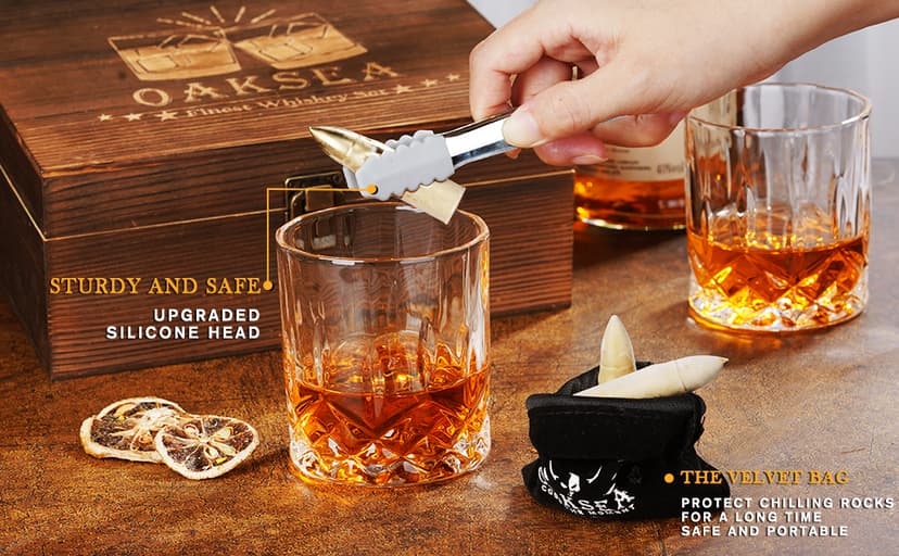 Gifts for Men Dad Husband, Christmas Anniversary Birthday Gifts for Him Boyfriend, Reusable Stainless Steel Whiskey Stones and Whiskey Glasses Set, Cool Burbon Scotch Cocktail Set Gifts